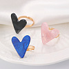 3Pcs Heart Brass with Acrylic Adjustable Finger Rings for Women FS-WG6A11D-05-4