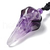 Natural Amethyst Plague Doctor Pendant Necklace with Nylon Rope NJEW-H009-01-10-2