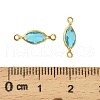 Brass Pave K9 Glass Connector Charms KK-Q059-01B-G-3