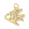 Brass Micro Pave Clear Cubic Zirconia Pendants KK-U046-02G-04-1
