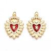 Brass Micro Pave Clear Cubic Zirconia Pendants KK-N254-247G-1