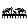 Elephant Pattern Iron Wall Mounted Hook Hangers HJEW-WH0018-043-1