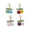 Cherry Natural Carnelian & Rose Quartz & Dyed Malaysia Jade & Dyed Crackle Agate & Green Aventurine & Amethyst & Cat Eye Pendant Decorations HJEW-TA00333-2