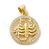 Zodiac Theme Brass Micro Pave Cubic Zirconia Pendants KK-M273-05J-G-1