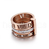Roman Numerals 304 Stainless Steel & Crystal Rhinestone Finger Rings FS-WGD9A22-52-2