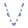 304 Stainless Steel Cubic Zirconia Teardrop & Flat Round Bib Ball Chain Necklaces for Women NJEW-F328-11P-06-1