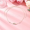 Adjustable Natural Green Aventurine Oval & Round Shell Pearl Braided Beaded Necklaces for Women NJEW-JN05323-1
