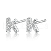 Rhodium Plated 925 Sterling Silver Initial Letter Stud Earrings HI8885-11-1