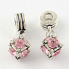 Large Hole Cube Alloy Rhinestone European Dangle Charms MPDL-S086-M-2