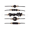 5Pcs 5 Styles Natural Obsidian Braided Bead Bracelets BJEW-JB11681-01-2