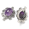 Natural Amethyst Faceted Oval Connector Charms G-G181-06P-03-2