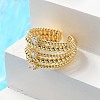 Rack Plating Real 18K Gold Plated Brass Multi Lines Open Cuff Rings RJEW-B048-08G-2