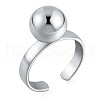 Rhodium Plated 925 Sterling Silver Round Ball Open Cuff Ring for Women JR910A-1
