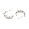 Clear Cubic Zirconia Beaded C-shape Stud Earrings EJEW-P213-14P-2