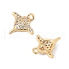 Brass Micro Pave Clear Cubic Zirconia Charms KK-R219-14G-2