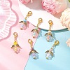 6Pcs Flower Angel Glass & Acrylic Pendant Decorations HJEW-MZ00236-2