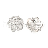 Flower Brass Clear Cubic Zirconia Bead Caps KK-V008-05P-1