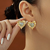 Elegant Vintage Two Tone Heart Brass Stud Earrings NR0767-2