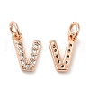 Brass Micro Pave Grade AAA Cubic Zirconia Charms ZIRC-P067-11RG-V-NR-2