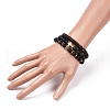 3Pcs Natural Dyed & Heated Black Agate and Coconut Beads Stretch Bracelets Set BJEW-JB08933-3