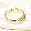 Brass Micro Pave Cubic Zirconia Cuff Rings for Women RJEW-H247-22G-2