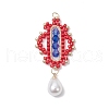 Glass Cylinder Seed Beaded Rhombus Pendants PALLOY-MZ00651-02-1