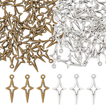 GOMAKERER 100Pcs 2 Color Alloy Pendant FIND-GO0001-14-1