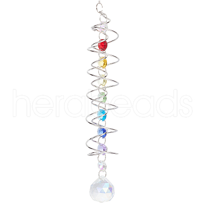 Glass Round Suncatchers Hanging Ornaments HJEW-WH20012-01-1