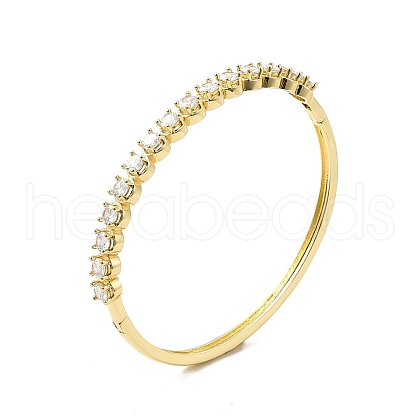 Cubic Zirconia Hinged Bangle BJEW-C029-01B-G-1