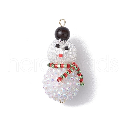 Christmas Natural Black Onyx(Dyed & Heated) & Resin Rhinestone Pendants PALLOY-MZ00226-1