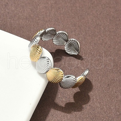 304 Stainless Steel Double Color Cuff Rings RJEW-S635-01GP-C-1