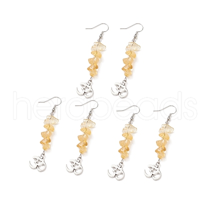 Natural Citrine Chips Dangle Earrings EJEW-G336-01AS-06-1