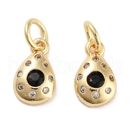 Brass Micro Pave Cubic Zirconia Charms KK-C051-02G-04-1