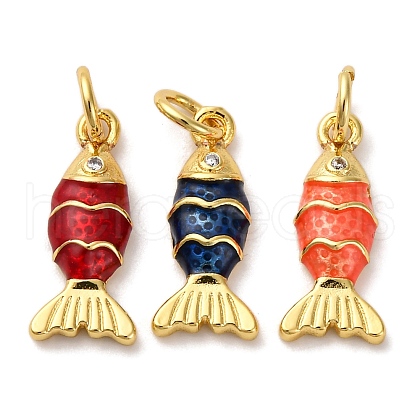 Brass Micro Pave Cubic Zirconia Enamel Pendants KK-I276-23G-1