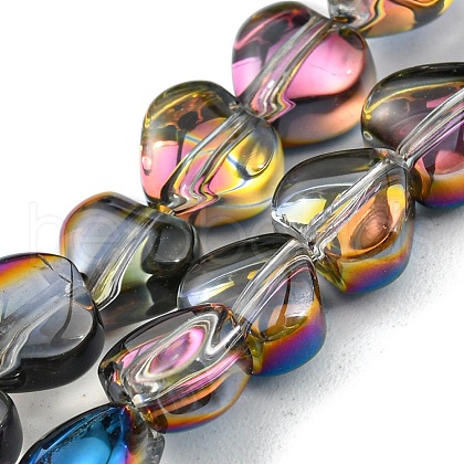 Half Plated Electroplate Transparent Glass Beads Strands EGLA-G037-09A-HP01-1