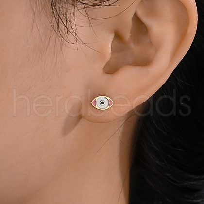 Elegant Stainless Steel Enamel Evil Eye Stud Earrings AG3278-5-1
