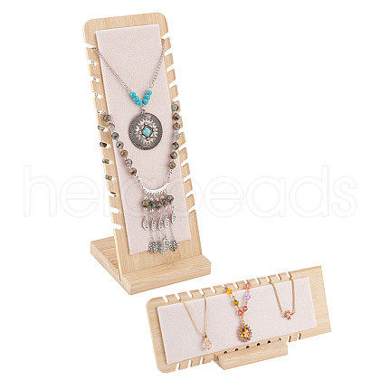Bamboo Wood Jewelry Collection Necklace Display Stand ODIS-WH0005-06-1
