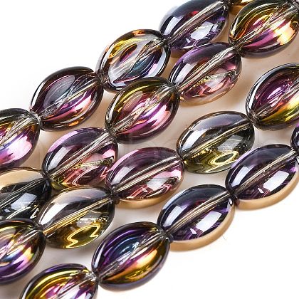 Electroplate Glass Beads Strands EGLA-B005-01A-HP01-1