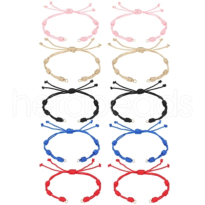 SUNNYCLUE 10Pcs 5 Colors Adjustable Braided Nylon Cord Link Bracelet Making AJEW-SC0002-18-1