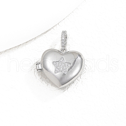 Brass Micro Pave Clear Cubic Zirconia Locket Pendants PW-WGD0A2C-03-1