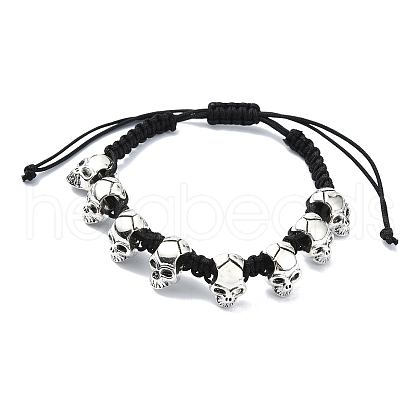 Halloween Theme Adjustable Nylon Cord Braided Beads Bracelets BJEW-JB10917-S-1