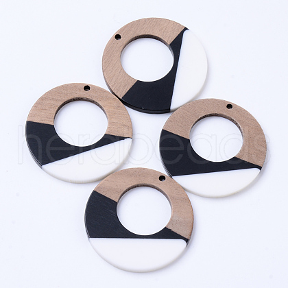 Resin & Walnut Wood Pendants X-RESI-N025-004B-B01-1
