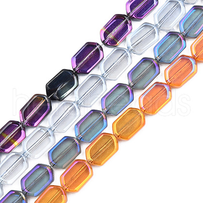 Electroplate Transparent Glass Beads Strands EGLA-N008-017-1