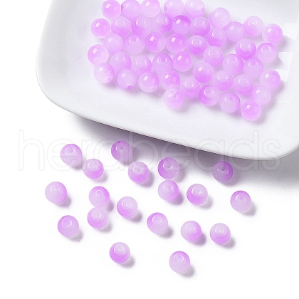 Baking Painted Imitation Jade Glass Round Bead Strands DGLA-YW0001-19E-1