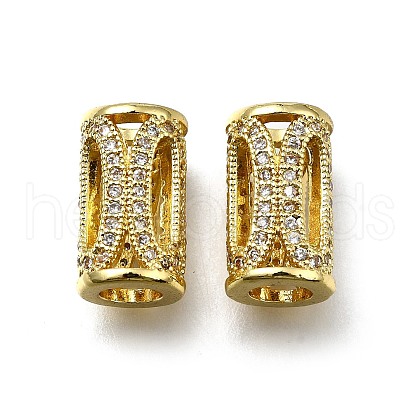 Brass Micro Pave Clear Cubic Zirconia European Beads ZIRC-I070-015G-1
