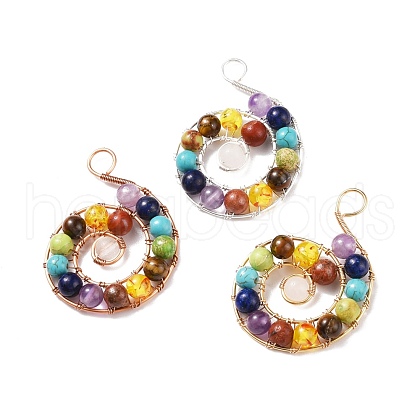 Natural & Synthetic Mixed Gemstone Big Pendants PALLOY-JF01476-1