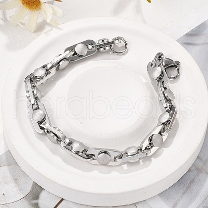 304 Stainless Steel Link Chains Bracelets BJEW-P351-02P-1