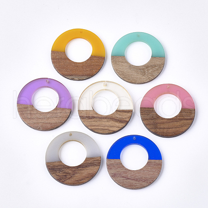 Resin & Walnut Wood Pendants RESI-S358-29B-M-1