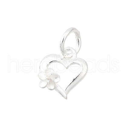 925 Sterling Silver Flower Hollow Heart Charms STER-G046-04S-1