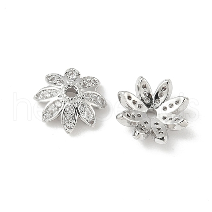 Brass Micro Pave Clear Cubic Zirconia Bead Caps KK-V015-21P-1